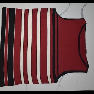 Red black and white stripped tank top